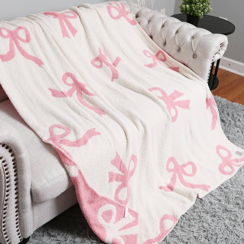 Fashion City ONE SIZE / Pink Bow Printed Cozy Soft Throw Blanket