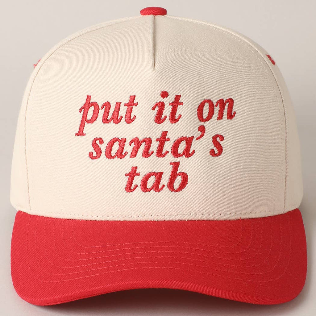 Fashion City ONE SIZE / Red Put It On Santa's Tab Text Embroidery Baseball Cap