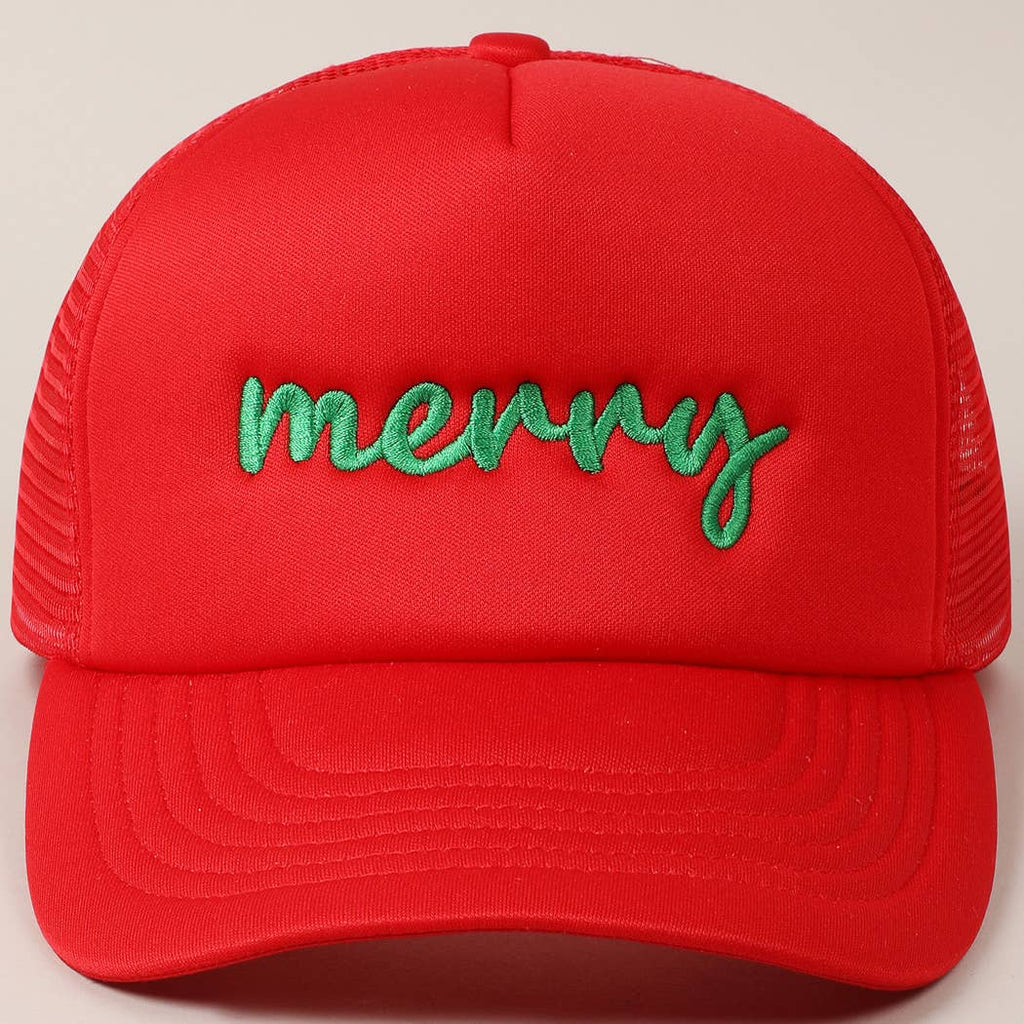 Fashion City Red / ONE SIZE Merry Embroidered Trucker Cap