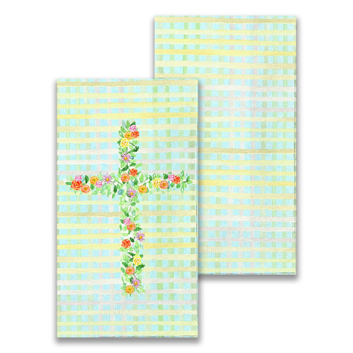 French Graffiti Cross with Flowers Guest Towel