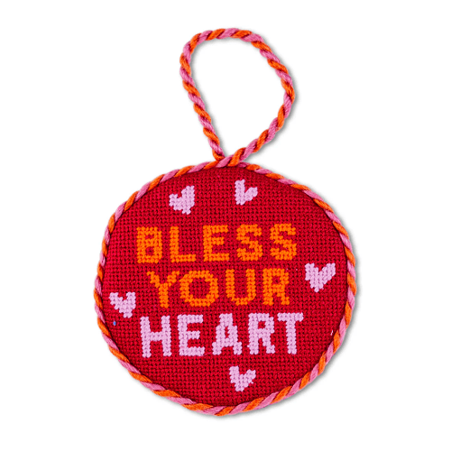 Furbish Christmas Bless Your Heart Needlepoint Ornament