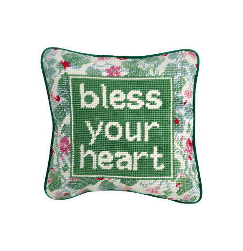 Furbish Home Bless Your Heart Needlepoint Pillow