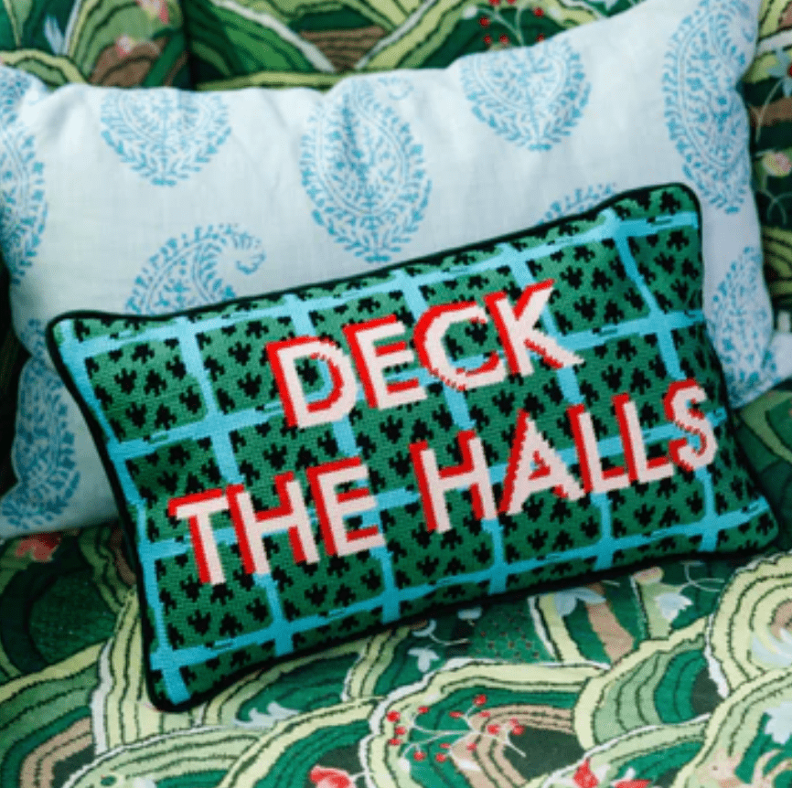Furbish Christmas Deck the Halls Pillow