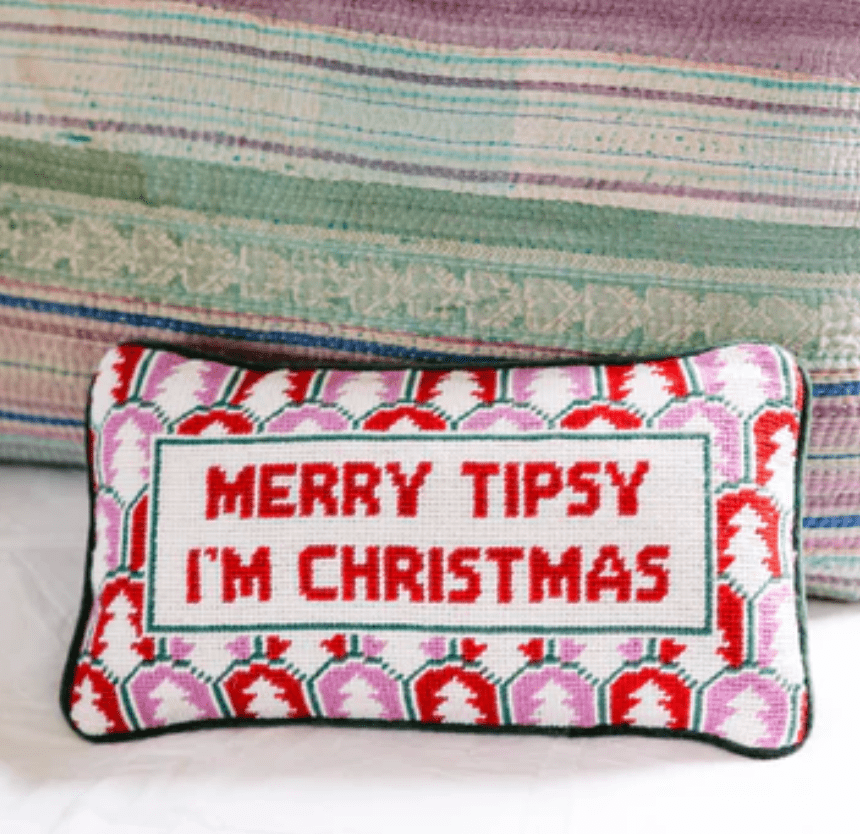 Furbish Christmas Merry Tipsy Pillow