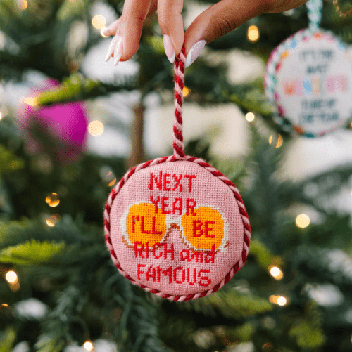 Furbish Christmas Rich and Famous Needlepoint Ornament