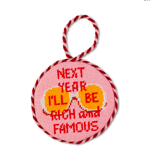 Furbish Christmas Rich and Famous Needlepoint Ornament