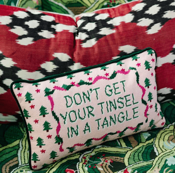 Furbish Christmas Tinsel in a Tangle Pillow