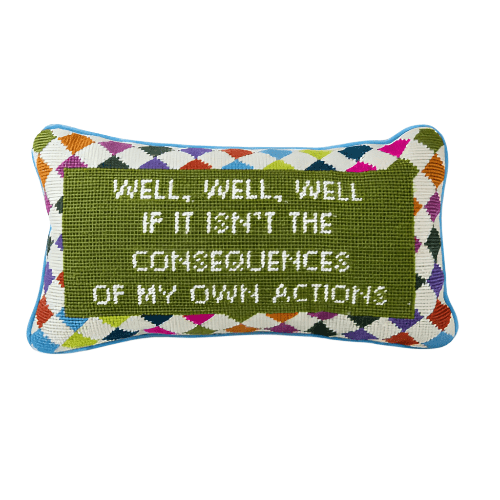 Furbish Home Well Well Well Needlepoint PIllow