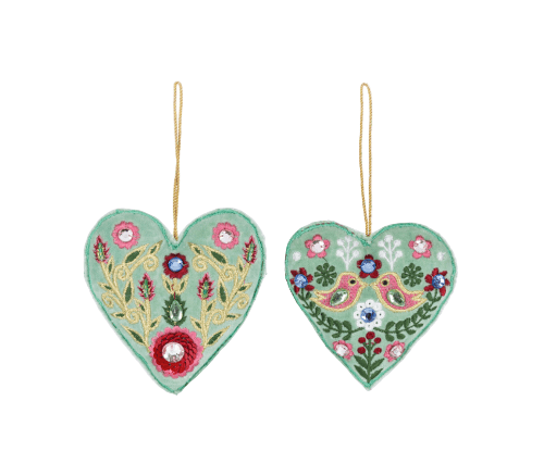 Ganz Christmas Embroidered Heart Ornament