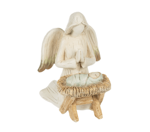 Ganz Christmas Kneeling Angel at Manger Figurine