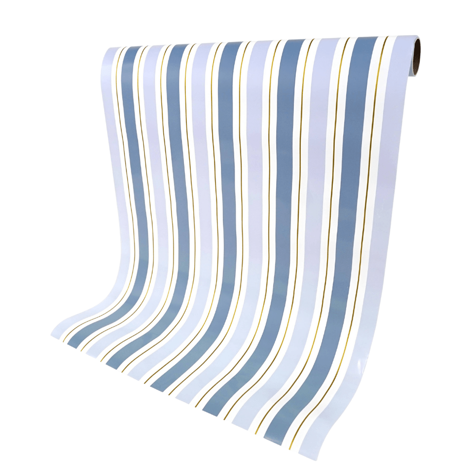 Gatherings by Curated Paperie Party Blue Striped Paper Table Runner