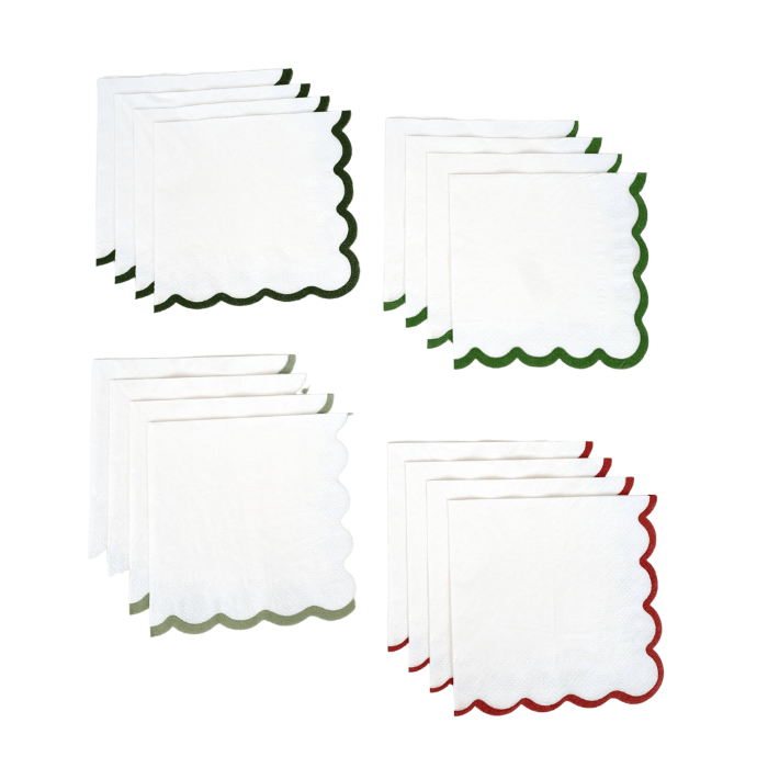 Gatherings by Curated Paperie Christmas Holiday Scallop Cocktail Napkins