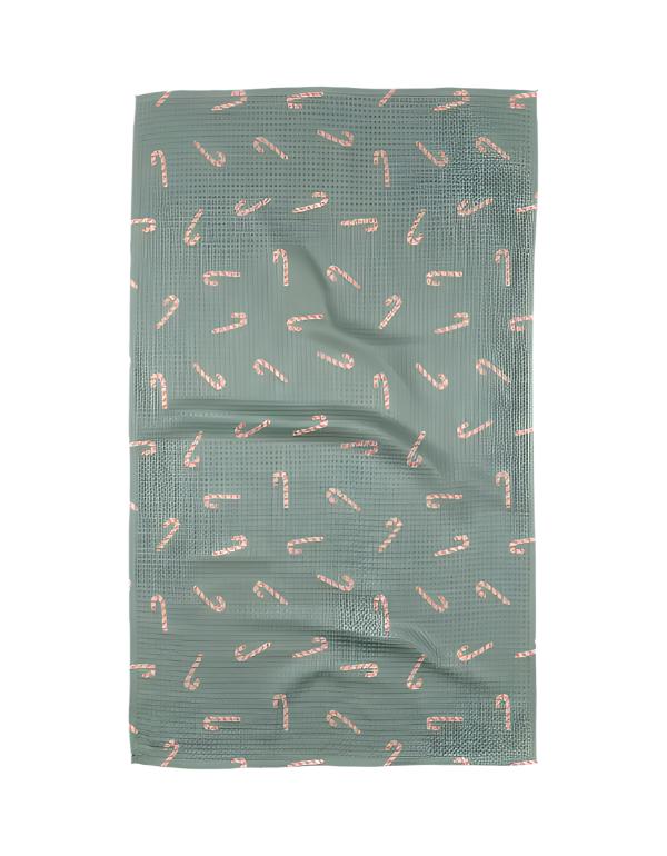 Geometry Cute Candy Canes Tea Towel