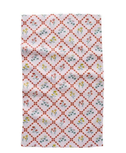 Geometry Fall Flowers Tea Towel