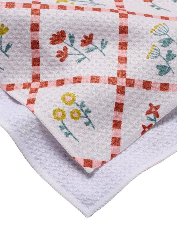 Geometry Fall Flowers Tea Towel