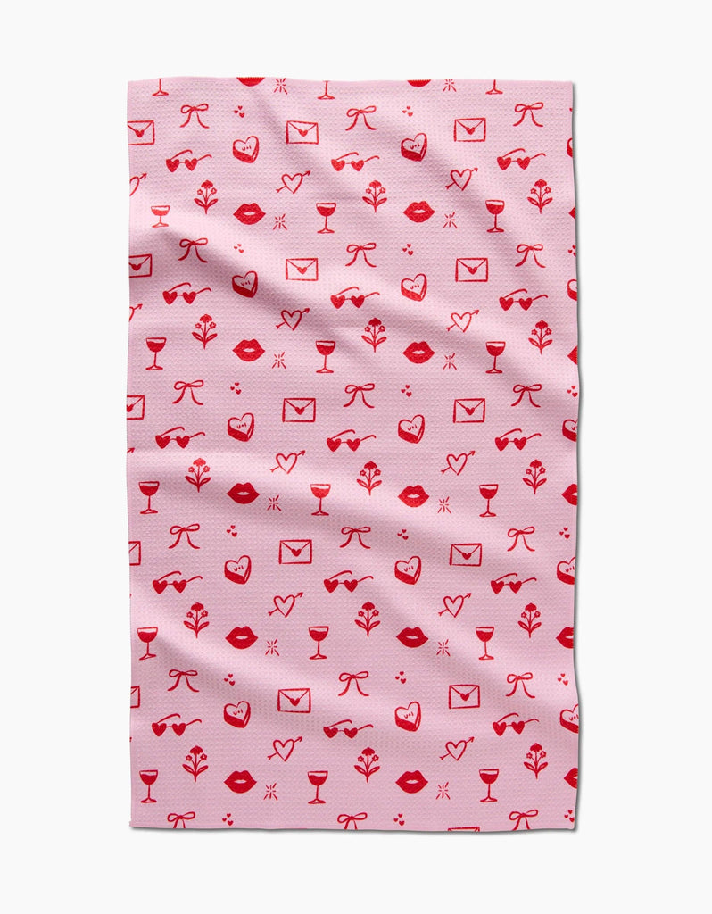 Geometry V Day Doodles Tea Towel