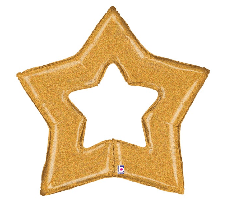 Havin a Party Balloons Gold Linky Glitter Star Balloon