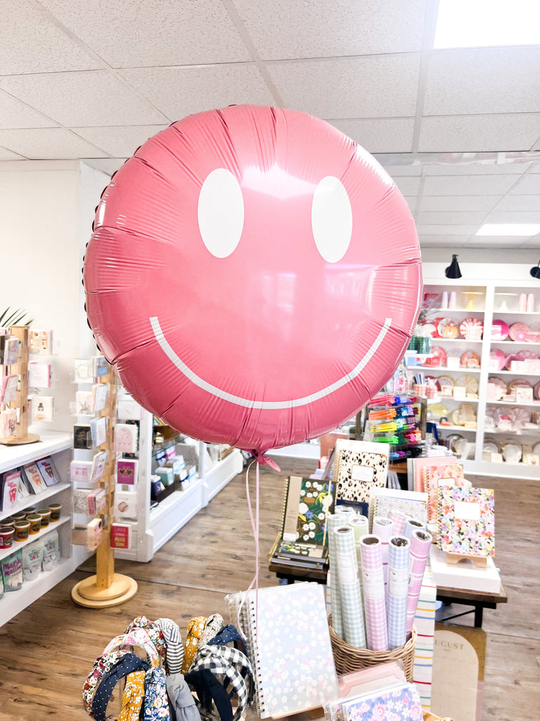 Havin a Party Balloons Smiley Face Balloon - Rosie Pink