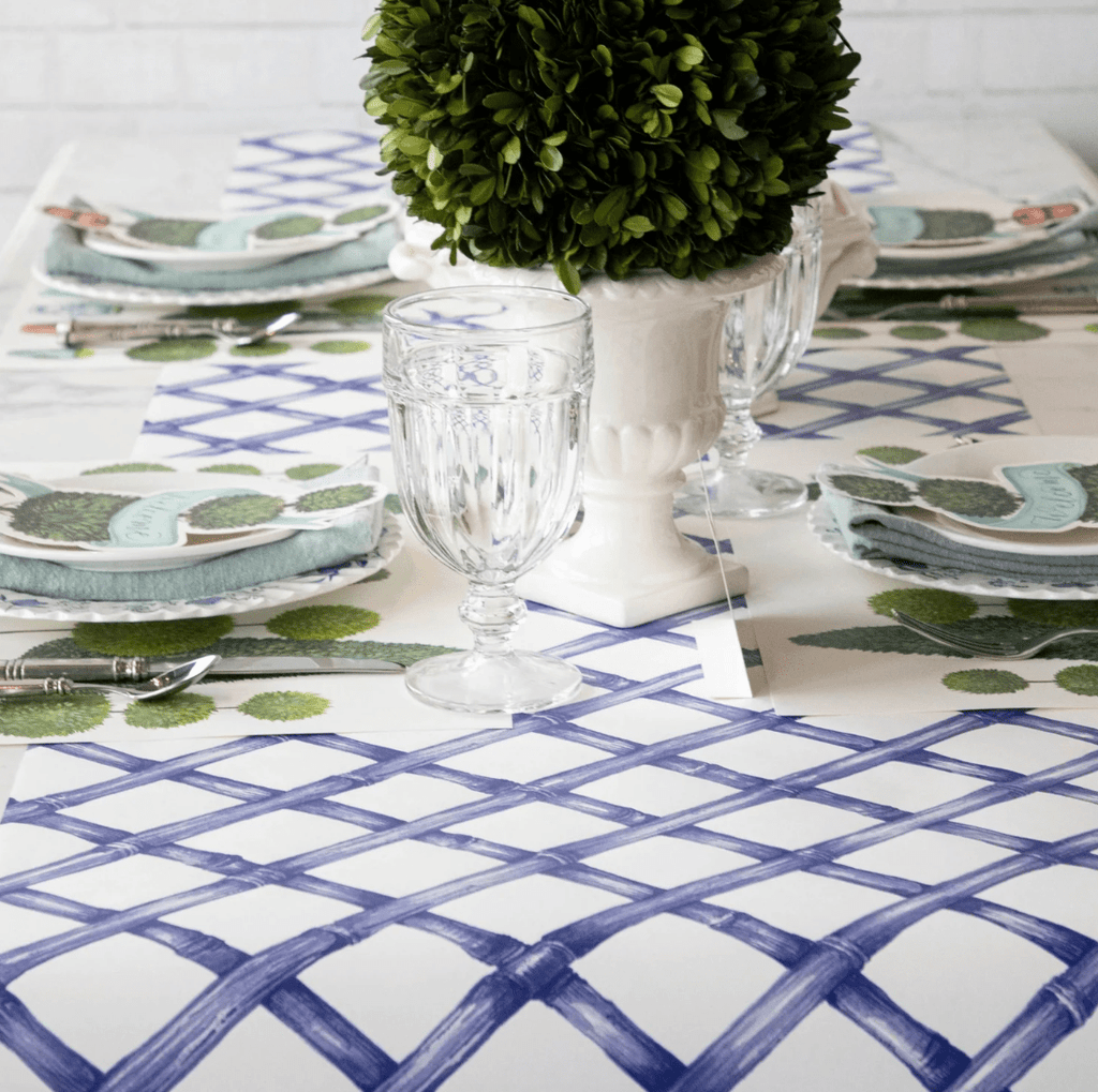 Hester & Cook Party Blue Lattice Table Runner