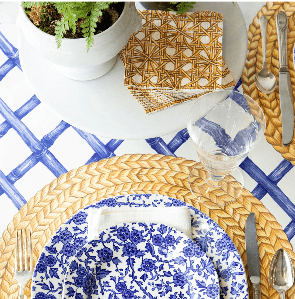 Hester & Cook Party Blue Lattice Table Runner