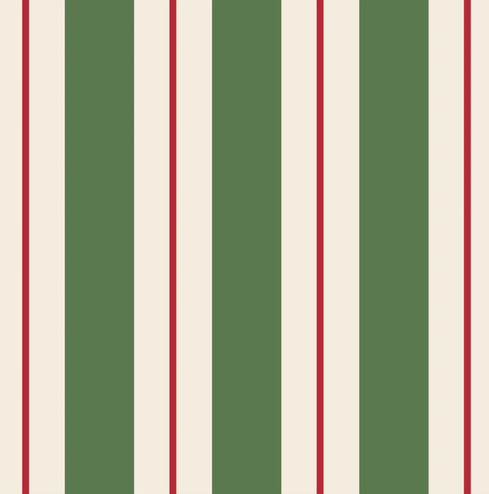 Hester & Cook Christmas Green Red Awning Stripe Runner