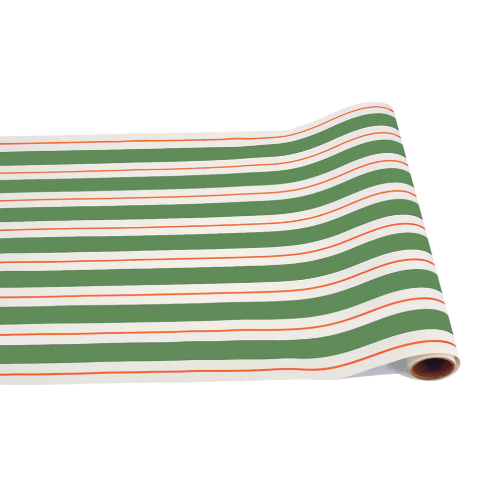 Hester & Cook Christmas Green Red Awning Stripe Runner