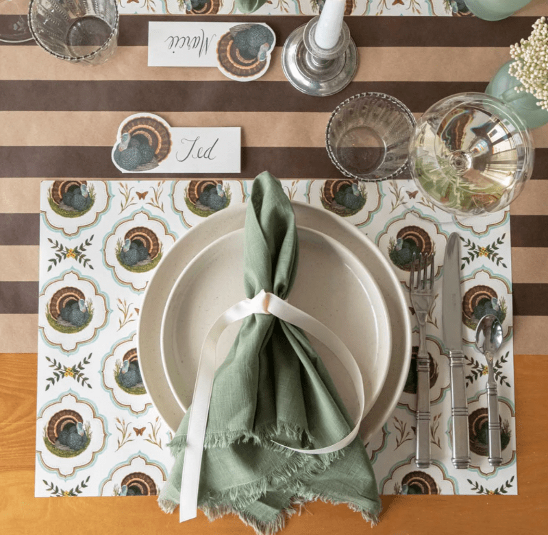 Hester & Cook Thanksgiving Heritage Turkey Meadow Paper Placemats