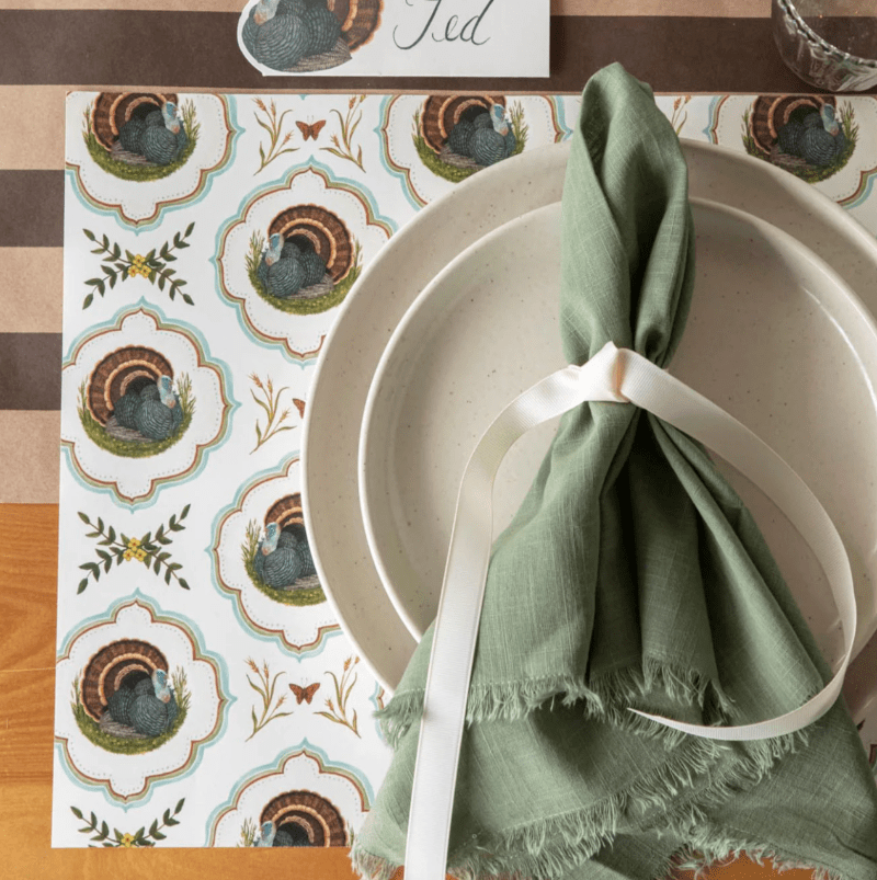 Hester & Cook Thanksgiving Heritage Turkey Meadow Paper Placemats