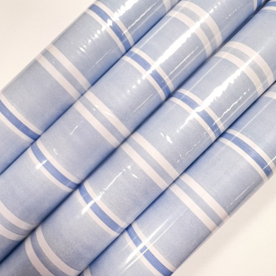 French Blue Watercolor Stripes Runner