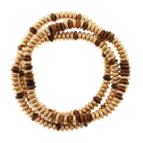 Jenn & Co. Brown/Worn Gold Beaded Stretch Bracelets (Choose Color)