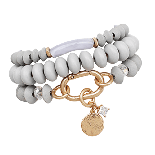 Jenn & Co. Gray Chunky Beaded Braacelet (Choose Color)