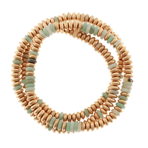 Jenn & Co. Mint/Worn Gold Beaded Stretch Bracelets (Choose Color)