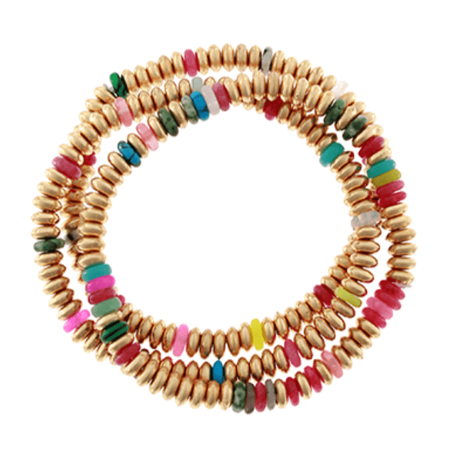 Jenn & Co. Multi/Worn Gold Beaded Stretch Bracelets (Choose Color)