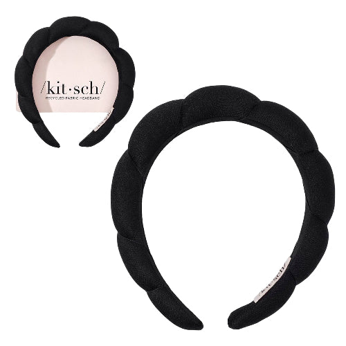 KITSCH Recycled Fabric Puffy Headband 1pc- Black