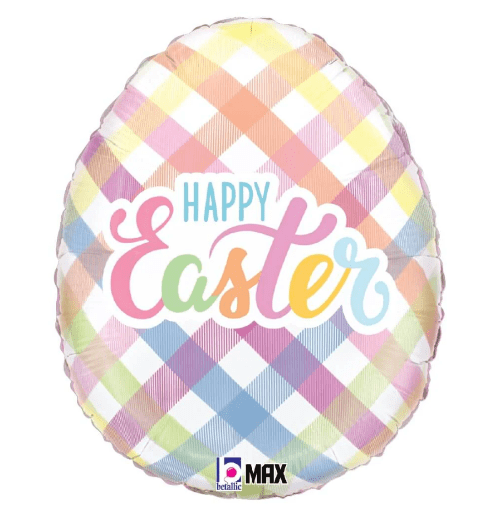LA Balloons Easter Easter Egg Plaid Foil Balloon