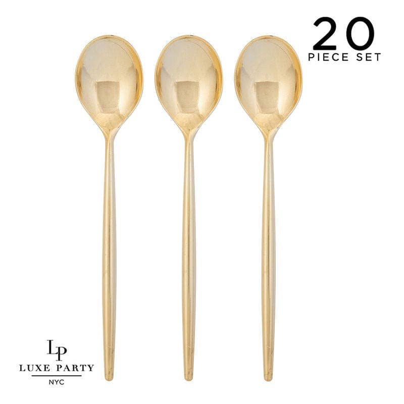 Luxe Party Chic Round Gold Spoons | 20 Pieces