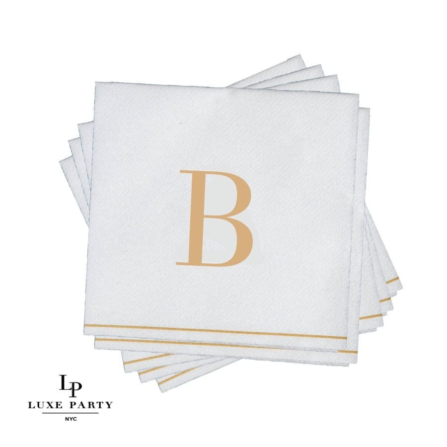 Luxe Party Gold Monogram Cocktail Paper Napkins