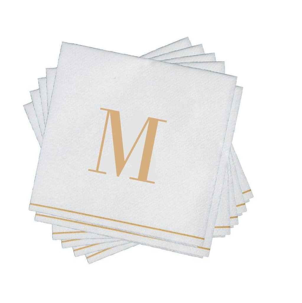 Luxe Party Gold Monogram Cocktail Paper Napkins