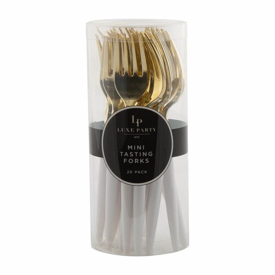 Luxe Party White and Gold Mini Forks