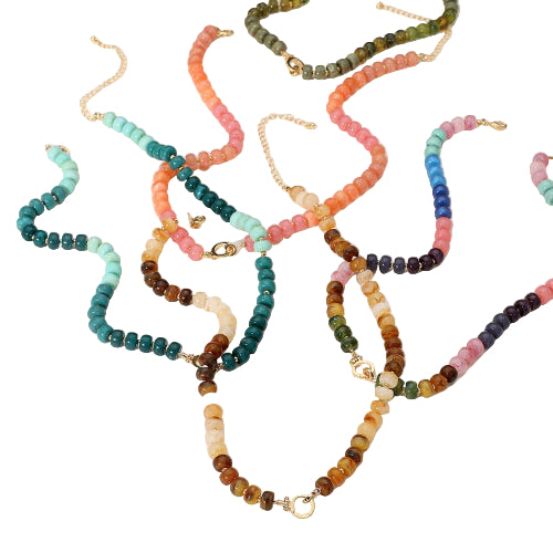 Marbled Beaded Clasp Accent Necklace