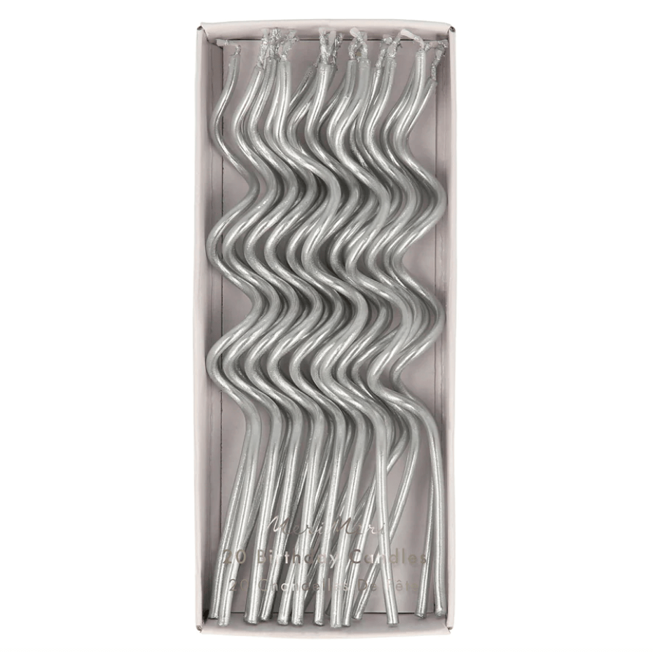 Meri Meri Party Silver Swirly Candles