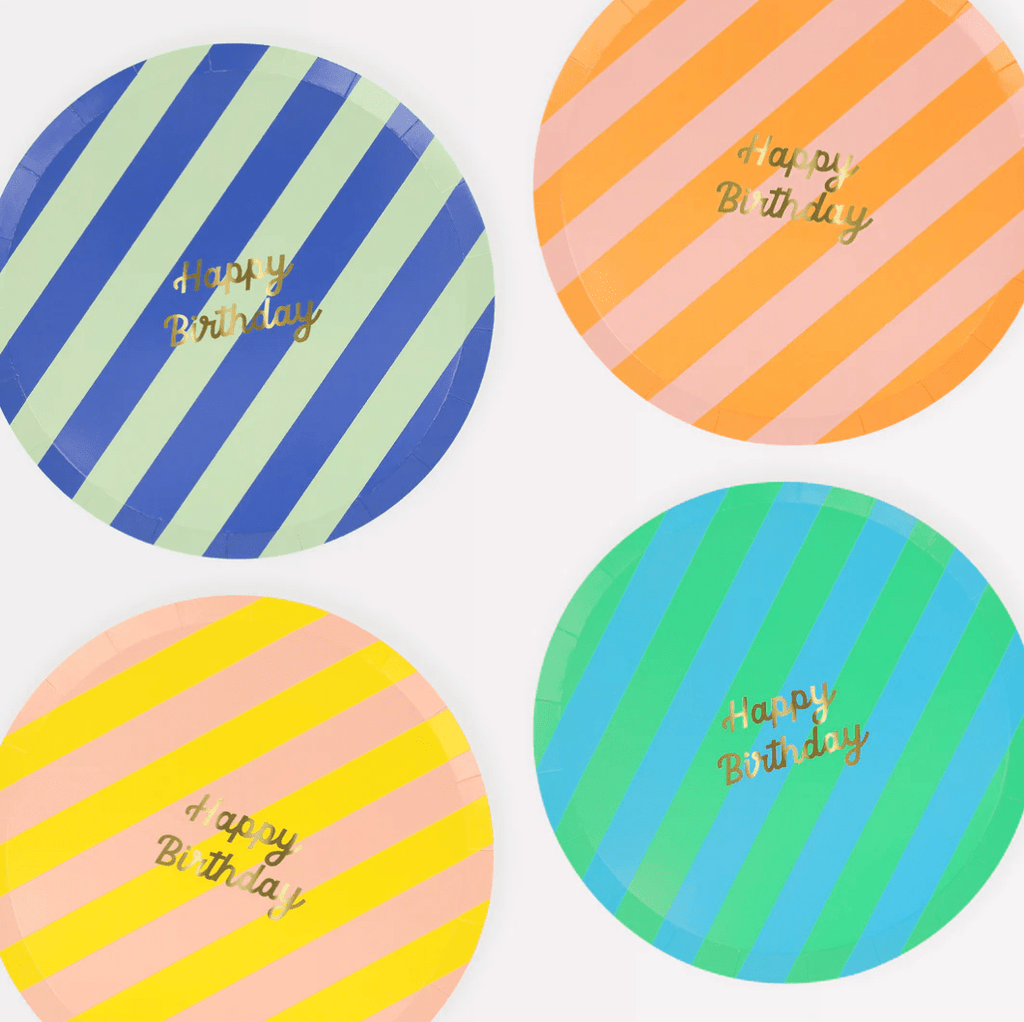 Meri Meri Party Stripe Happy Birthday Small Plate (Assorted)