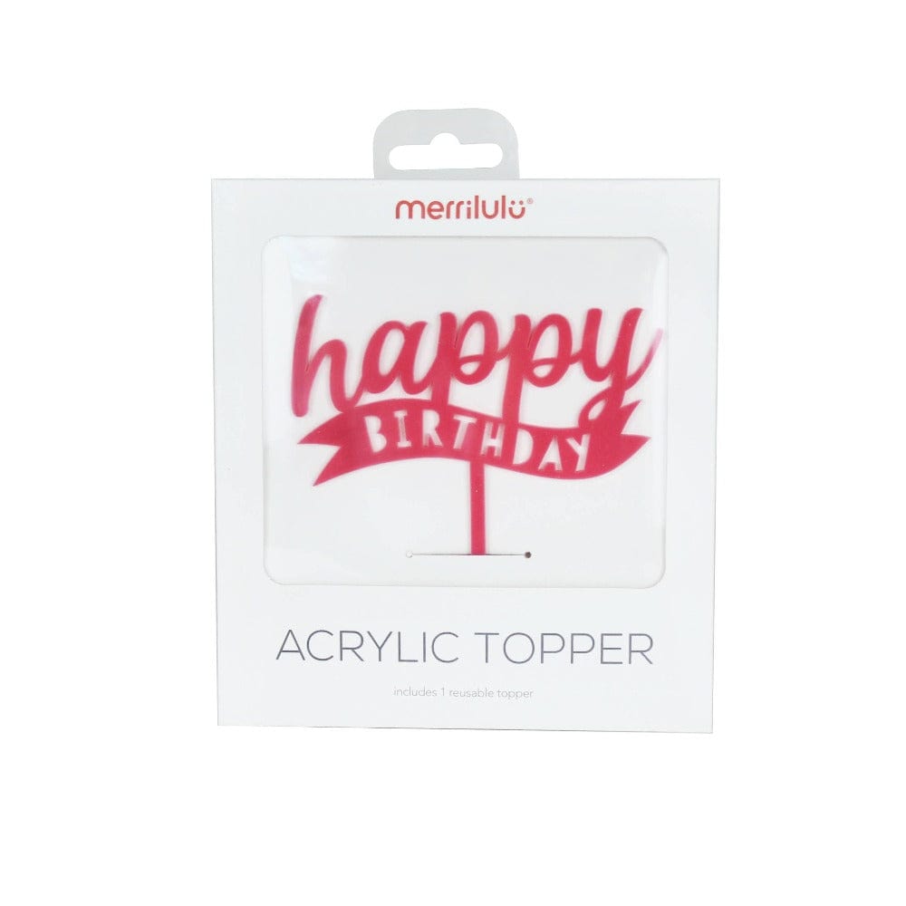 Merrilulu Happy Birthday Banner Acrylic Topper in Pink