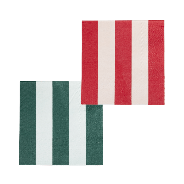 My Mind’s Eye BOW1138 - Red and Pink Green and Mint Striped Cocktail Napkin Set