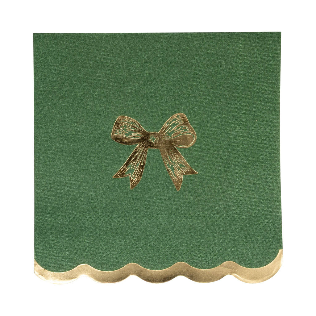 My Mind’s Eye CHL1239 - Gold/Green Bow Cocktail Napkin