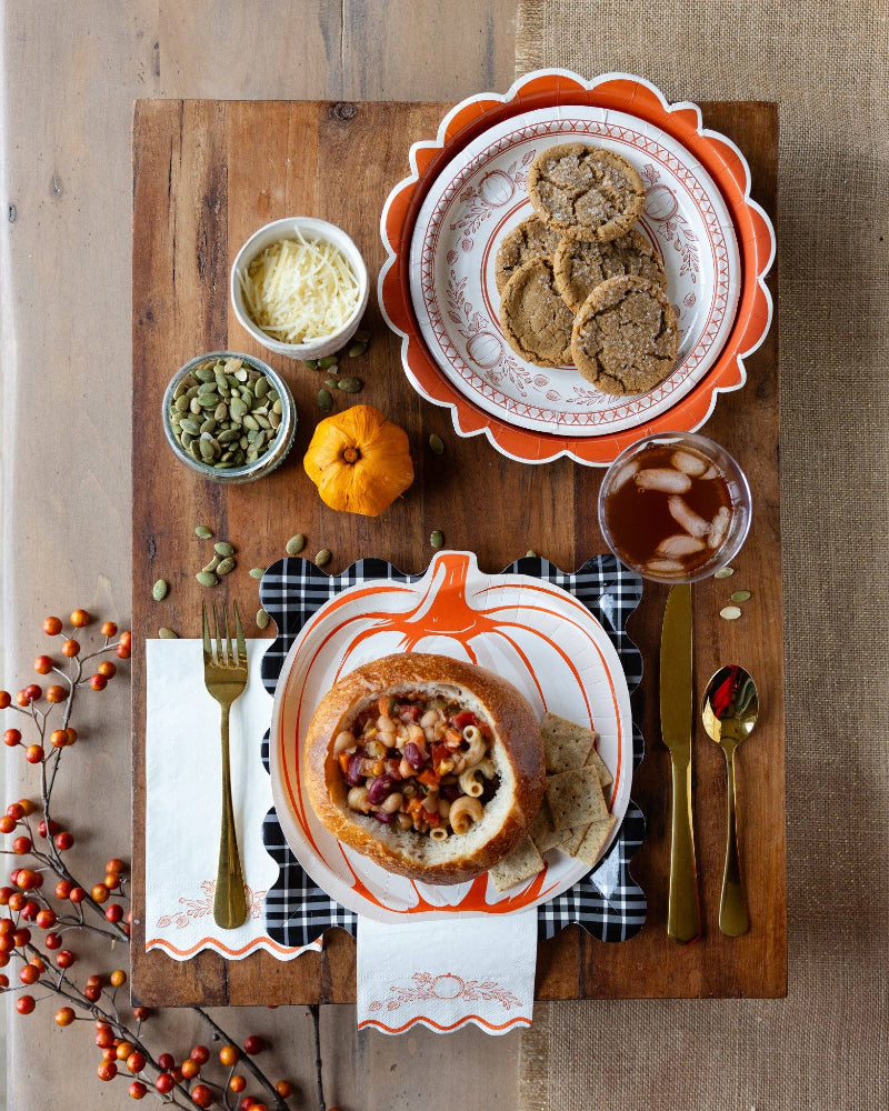 My Mind’s Eye FAL1241 - Falloween Pumpkin Round Dessert 8" Paper Plate
