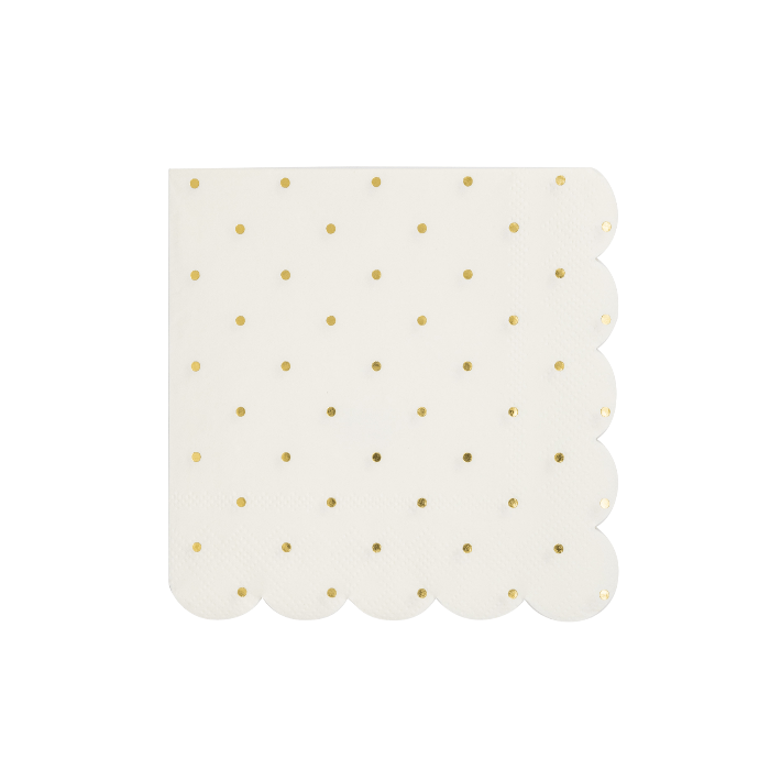 My Mind’s Eye PLCOT37 - Cottage Gold Foil Polka Dot Scalloped Paper Cocktail Napkin