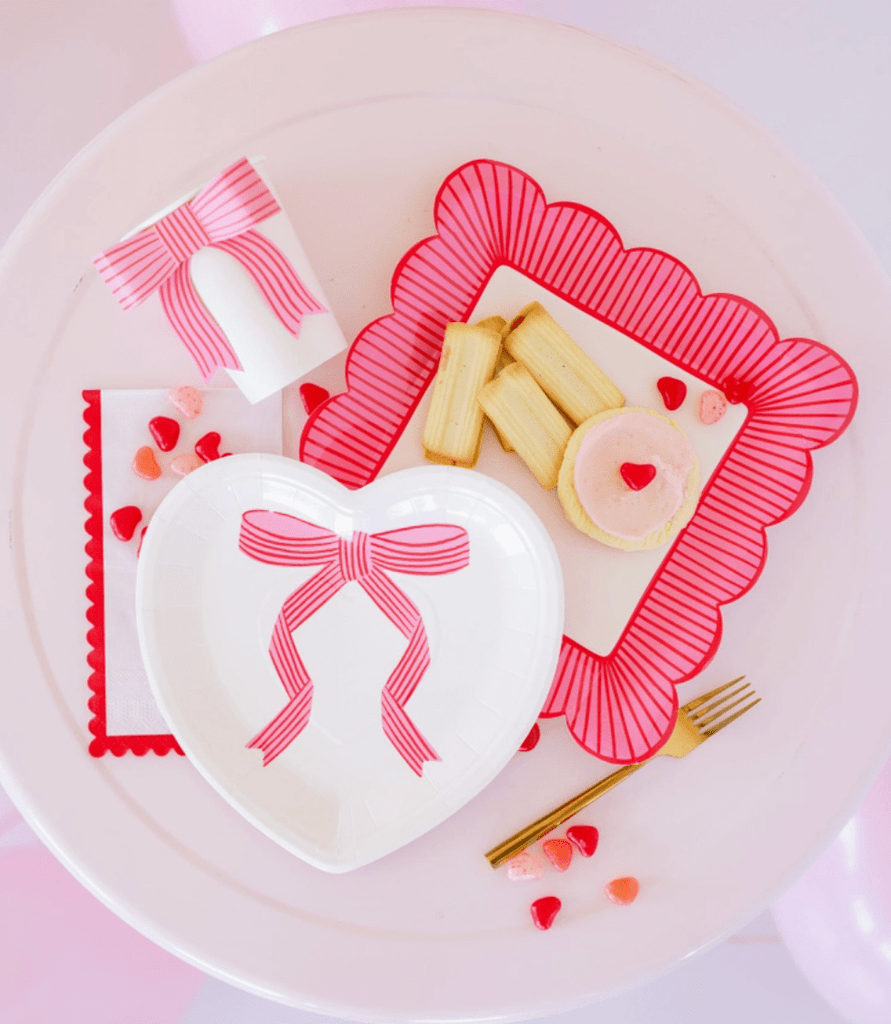 My Mind’s Eye Valentine Striped Edge Scalloped Square Plate