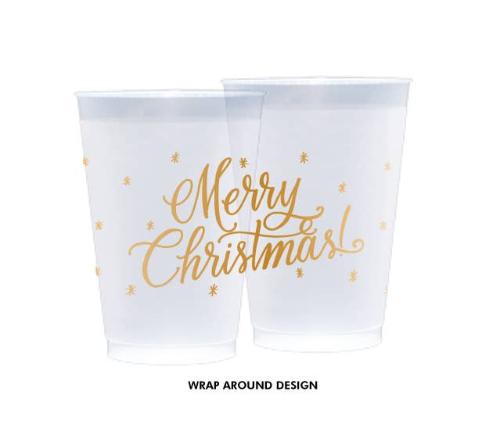 Natalie Chang FROST FLEX Cups | GOLD (10 cups per package) Merry Christmas Cups (Frost and Foam)