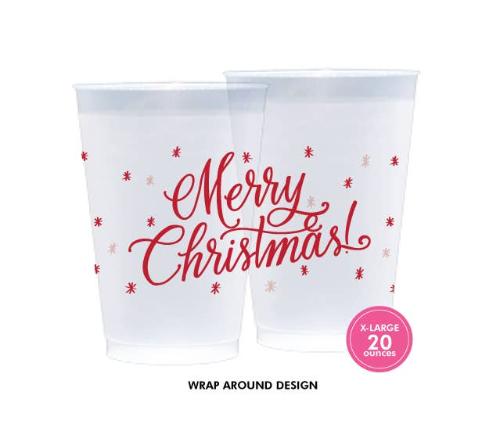 Natalie Chang FROST FLEX Cups - LARGE | RED (8 cups per package) Merry Christmas Cups (Frost and Foam)